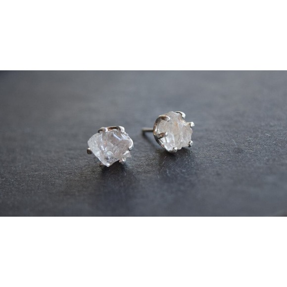Alternative raw diamond earrings, natural stone, Mothers Day Earrings - Picture 1 of 5